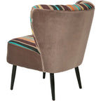 Fauteuil d'appoint rayé arc-en-ciel du milieu du siècle en coton et bouleau