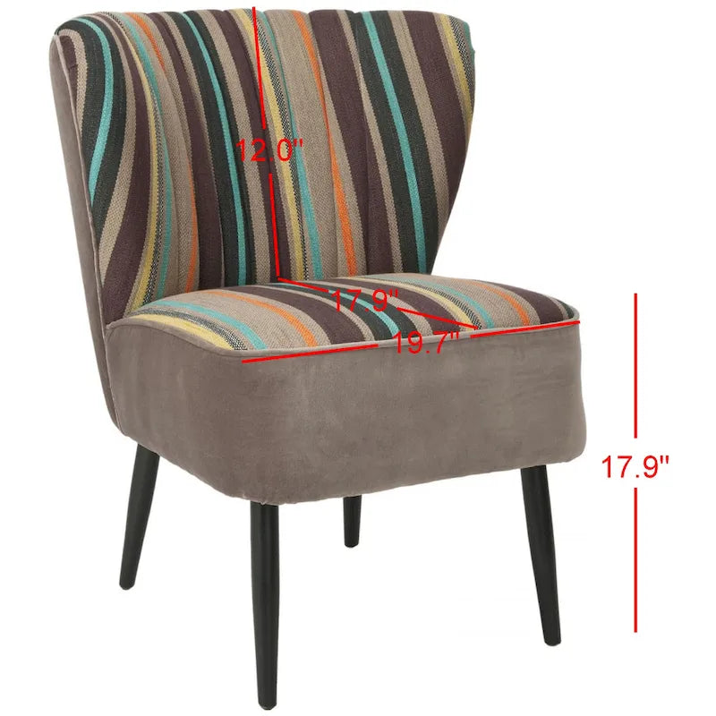 Fauteuil d'appoint rayé arc-en-ciel du milieu du siècle en coton et bouleau