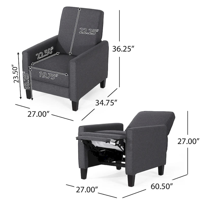 Fauteuil inclinable contemporain en tissu avec pieds fuselés