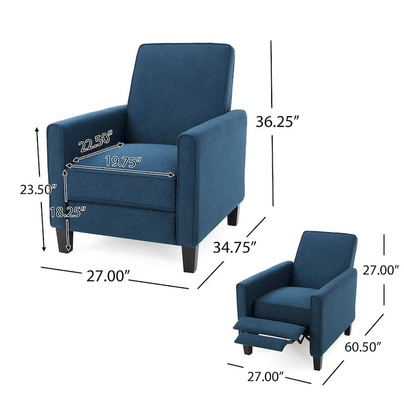 Fauteuil inclinable contemporain en tissu avec pieds fuselés