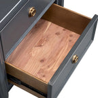 Table de chevet en bois d'hévéa massif avec ports de charge USB-A et USB-C, 2 tiroirs