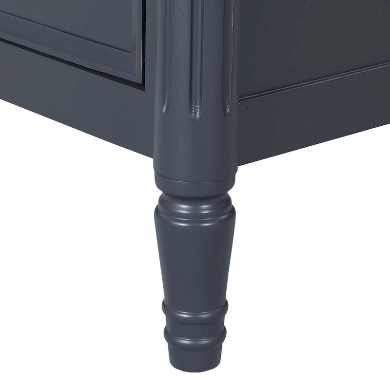 Table de chevet en bois d'hévéa massif avec ports de charge USB-A et USB-C, 2 tiroirs