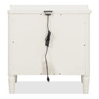Table de chevet en bois d'hévéa massif avec ports de charge USB-A et USB-C, 2 tiroirs