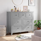 Commode moderne à 7 tiroirs avec glissières silencieuses et finition résistante aux rayures