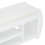 Banc de rangement rétro multifonctionnel avec coussin et panneau latéral courbé