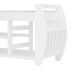 Banc de rangement rétro multifonctionnel avec coussin et panneau latéral courbé
