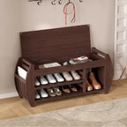 Banc de rangement rétro multifonctionnel avec coussin et panneau latéral courbé