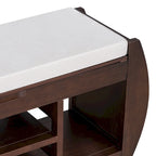 Banc de rangement rétro multifonctionnel avec coussin et panneau latéral courbé