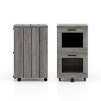 Classeur rustique gris à 2 tiroirs avec roulettes et portes grillagées