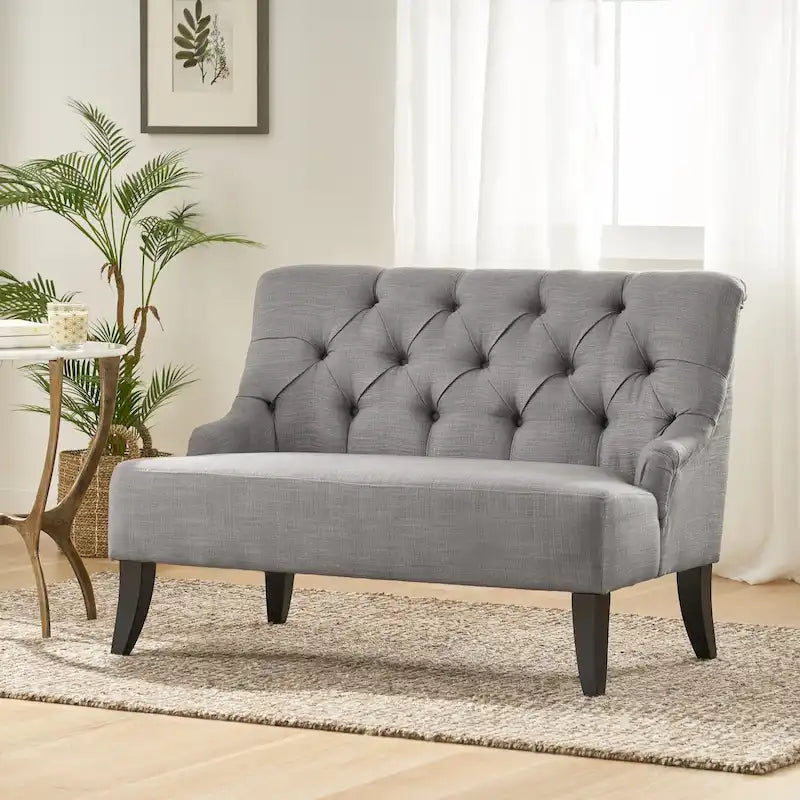 Petite causeuse en tissu mélangé polyester avec pieds en bois, 6 options de couleur