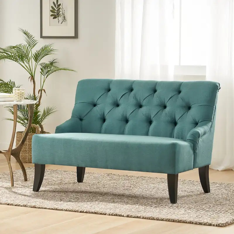 Petite causeuse en tissu mélangé polyester avec pieds en bois, 6 options de couleur