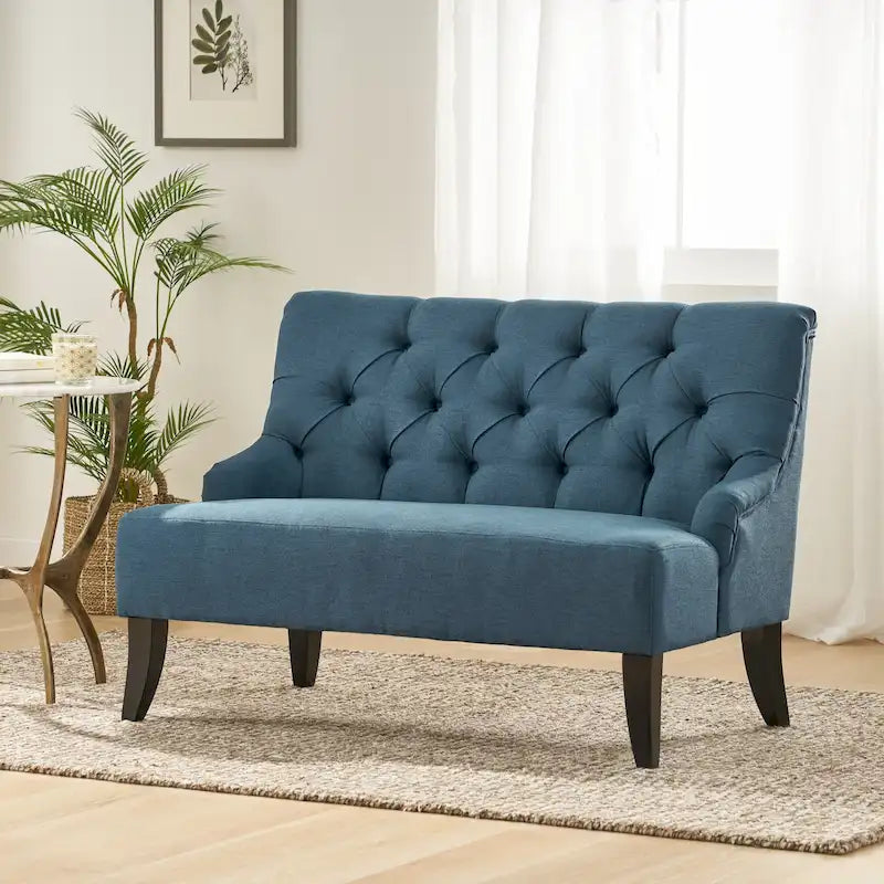 Petite causeuse en tissu mélangé polyester avec pieds en bois, 6 options de couleur