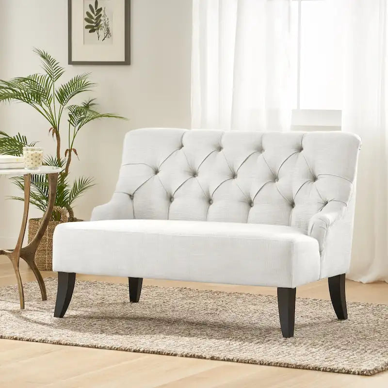 Petite causeuse en tissu mélangé polyester avec pieds en bois, 6 options de couleur