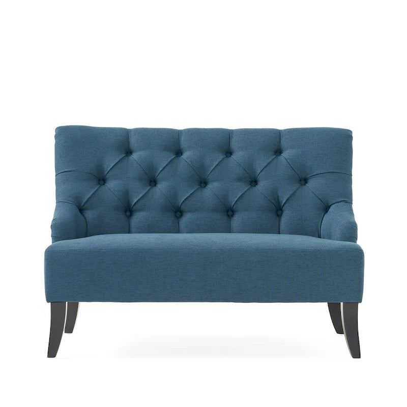 Petite causeuse en tissu mélangé polyester avec pieds en bois, 6 options de couleur