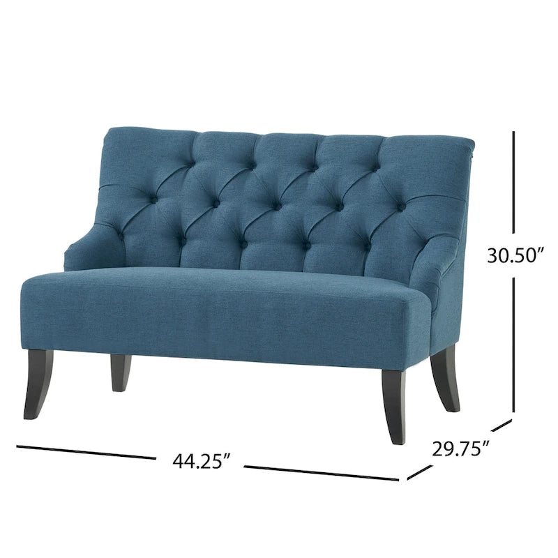 Petite causeuse en tissu mélangé polyester avec pieds en bois, 6 options de couleur