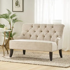 Petite causeuse en tissu mélangé polyester avec pieds en bois, 6 options de couleur