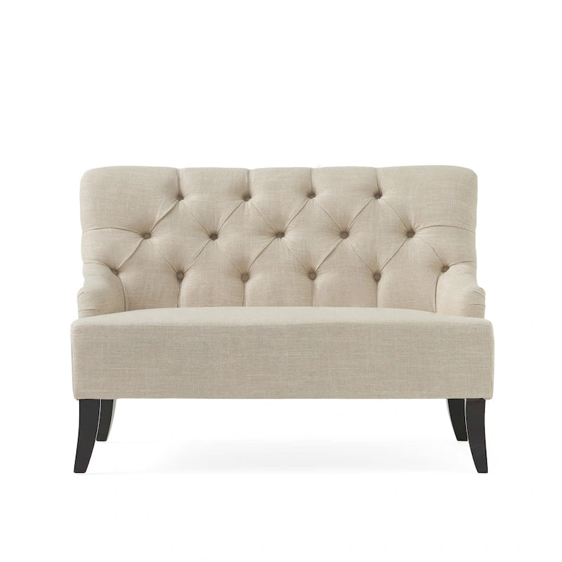 Petite causeuse en tissu mélangé polyester avec pieds en bois, 6 options de couleur
