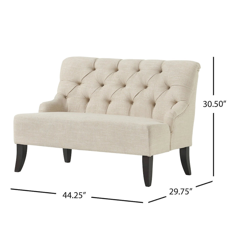 Petite causeuse en tissu mélangé polyester avec pieds en bois, 6 options de couleur