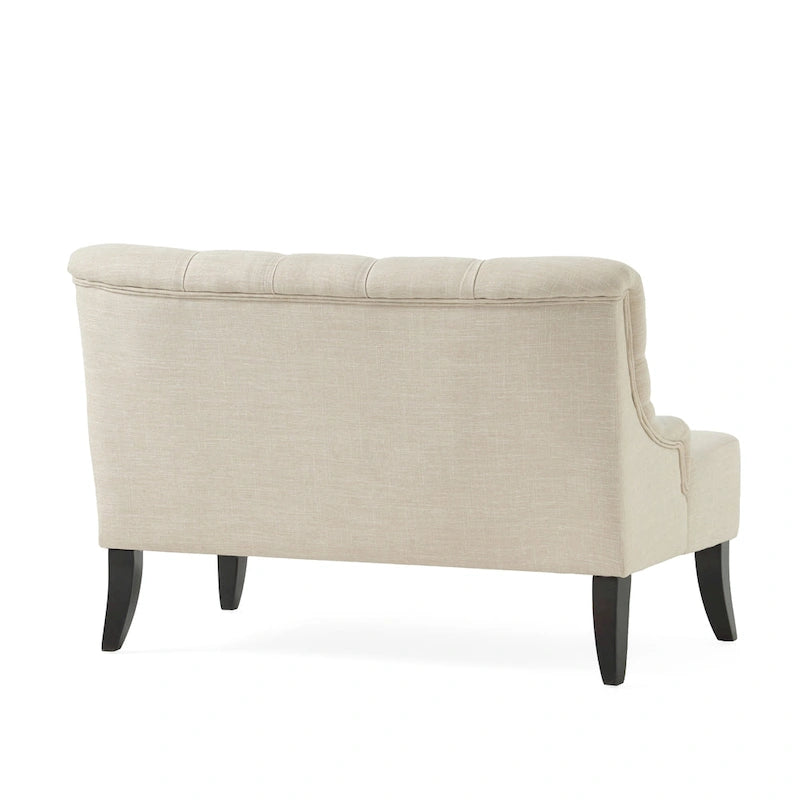 Petite causeuse en tissu mélangé polyester avec pieds en bois, 6 options de couleur