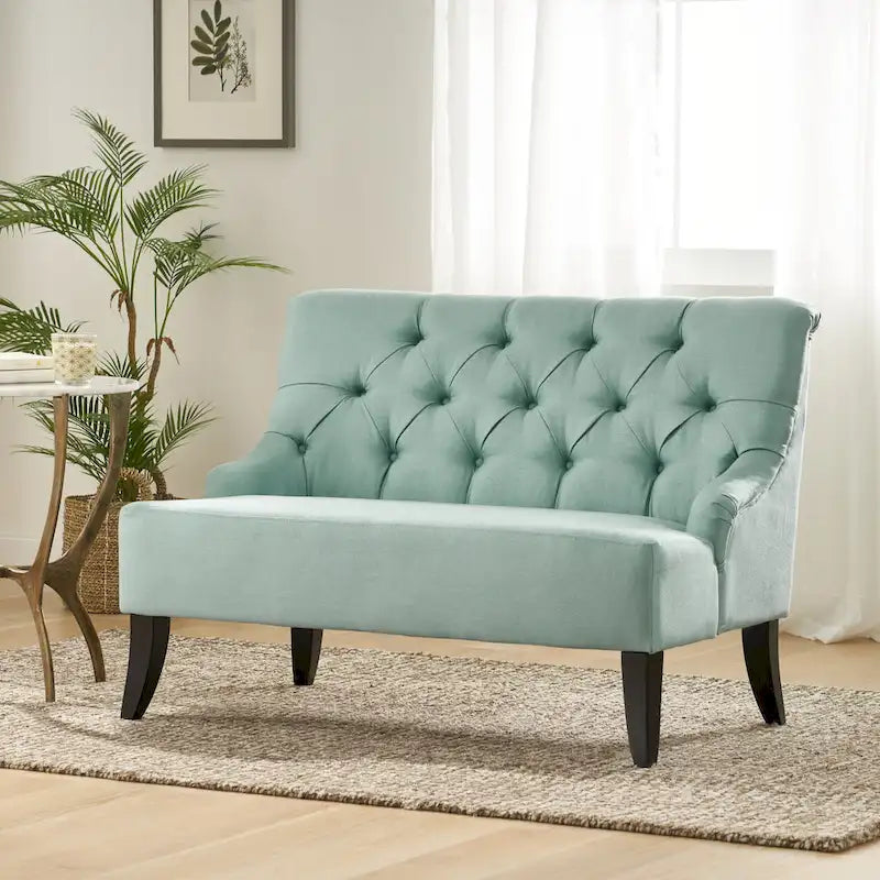 Petite causeuse en tissu mélangé polyester avec pieds en bois, 6 options de couleur