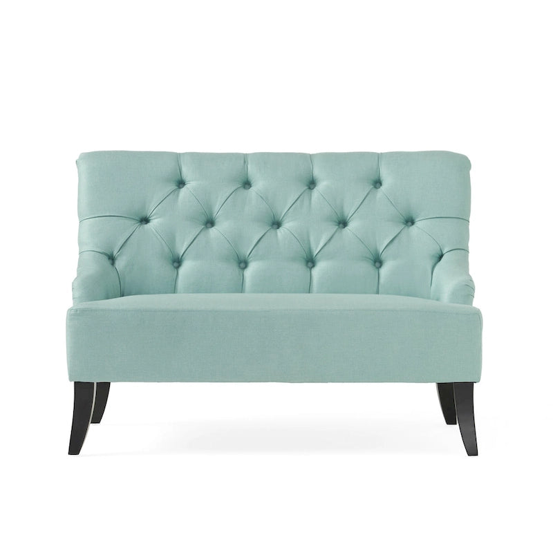 Petite causeuse en tissu mélangé polyester avec pieds en bois, 6 options de couleur