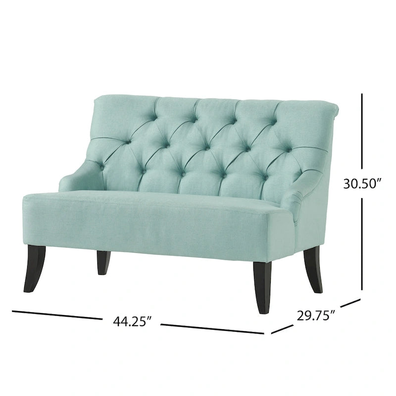 Petite causeuse en tissu mélangé polyester avec pieds en bois, 6 options de couleur