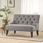 Petite causeuse en tissu mélangé polyester avec pieds en bois, 6 options de couleur