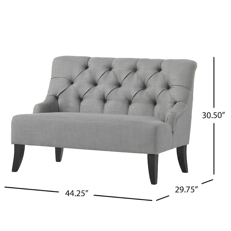 Petite causeuse en tissu mélangé polyester avec pieds en bois, 6 options de couleur