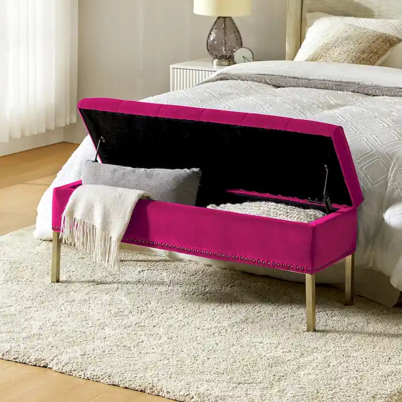 Pouf de table basse capitonné en cuir végétalien intégral avec pieds en bois