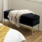 Pouf de table basse capitonné en cuir végétalien intégral avec pieds en bois