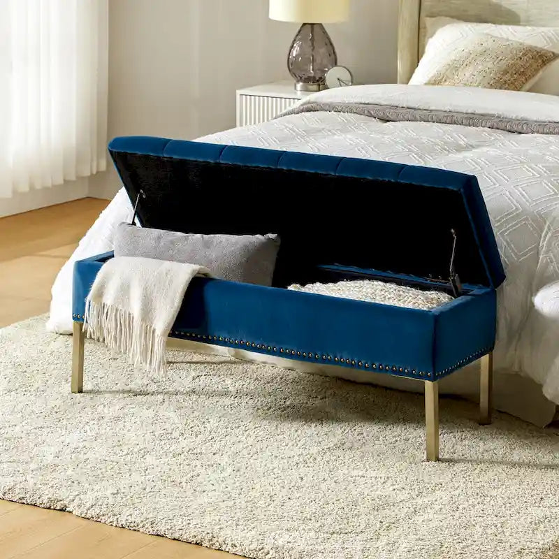 Pouf de table basse capitonné en cuir végétalien intégral avec pieds en bois