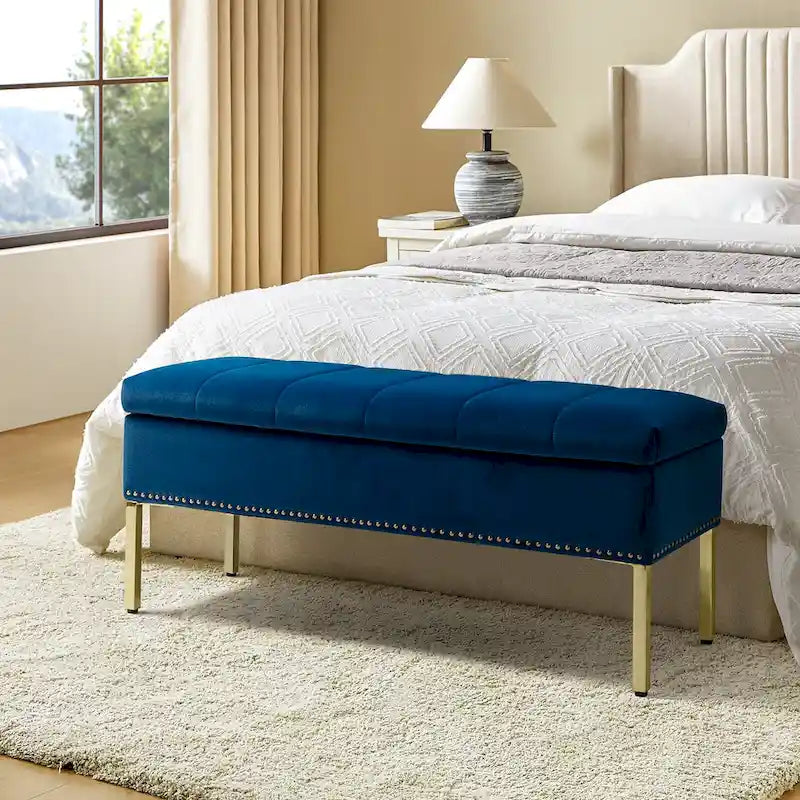 Pouf de table basse capitonné en cuir végétalien intégral avec pieds en bois