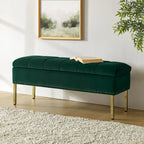 Pouf de table basse capitonné en cuir végétalien intégral avec pieds en bois