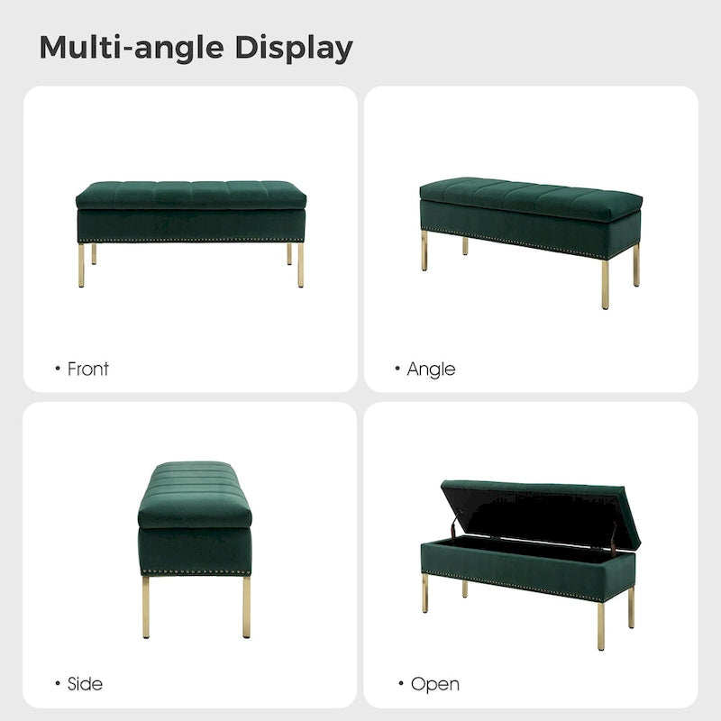 Pouf de table basse capitonné en cuir végétalien intégral avec pieds en bois