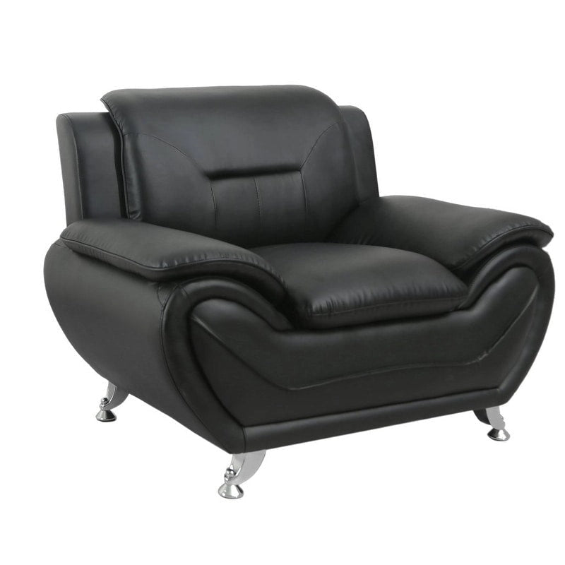 Fauteuil Club Rembourré en Similicuir avec Accoudoirs Coussins