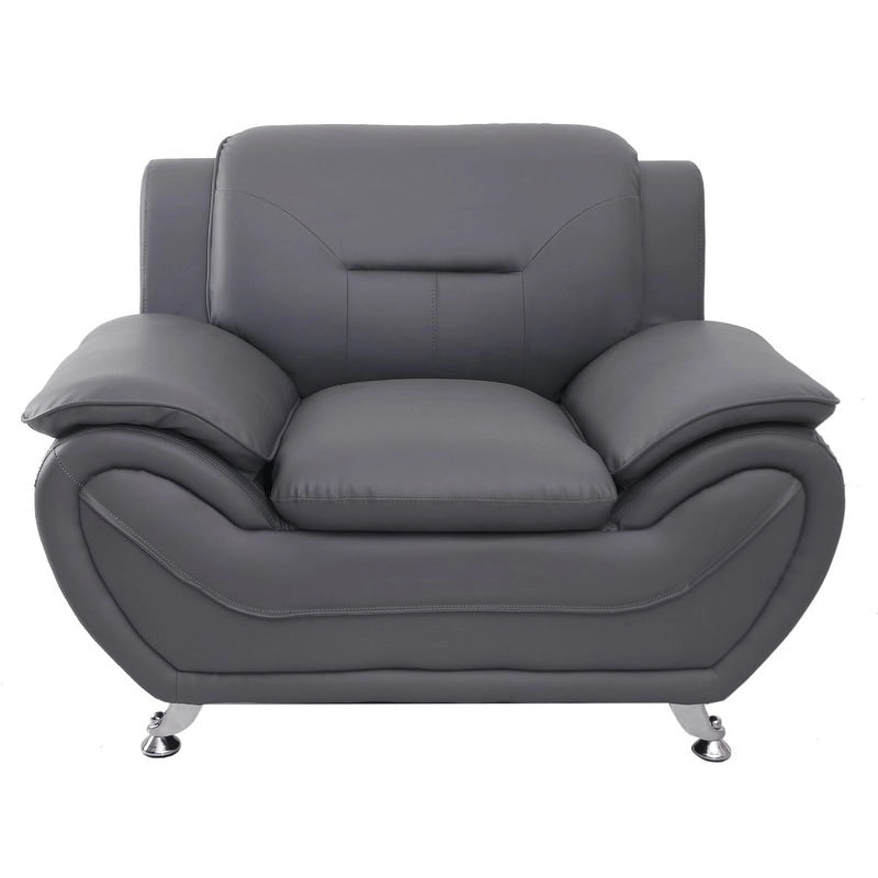Fauteuil Club Rembourré en Similicuir avec Accoudoirs Coussins