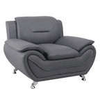 Fauteuil Club Rembourré en Similicuir avec Accoudoirs Coussins