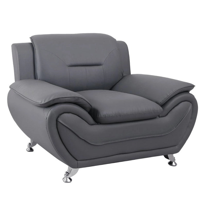 Fauteuil Club Rembourré en Similicuir avec Accoudoirs Coussins