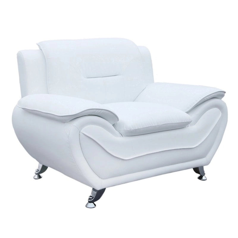 Fauteuil Club Rembourré en Similicuir avec Accoudoirs Coussins