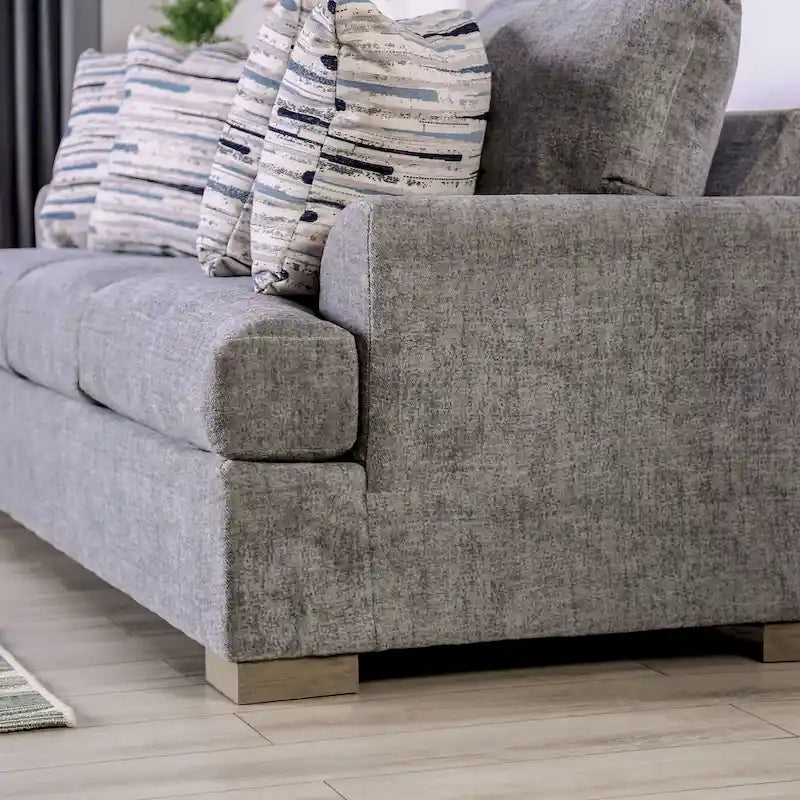 Canapé 3 places transitionnel avec accoudoirs évasés et assise à ressorts en mousse