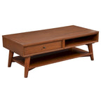 Table basse moderne du milieu du siècle avec 1 tiroir et étagère ouverte, 4 finitions au choix