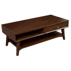 Table basse moderne du milieu du siècle avec 1 tiroir et étagère ouverte, 4 finitions au choix