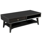 Table basse moderne du milieu du siècle avec 1 tiroir et étagère ouverte, 4 finitions au choix
