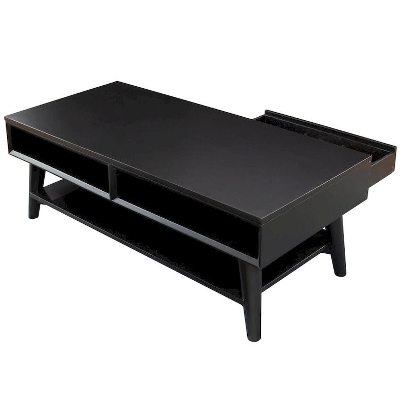 Table basse moderne du milieu du siècle avec 1 tiroir et étagère ouverte, 4 finitions au choix