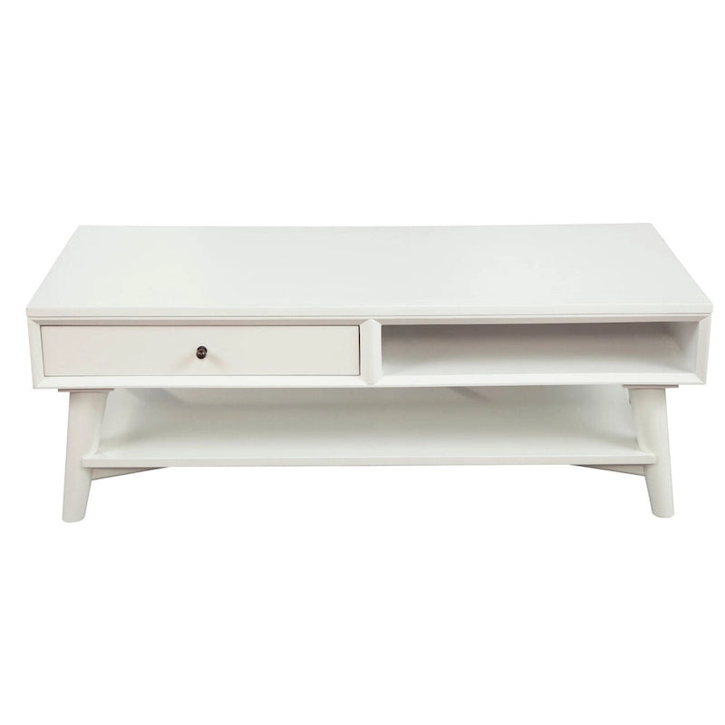 Table basse moderne du milieu du siècle avec 1 tiroir et étagère ouverte, 4 finitions au choix