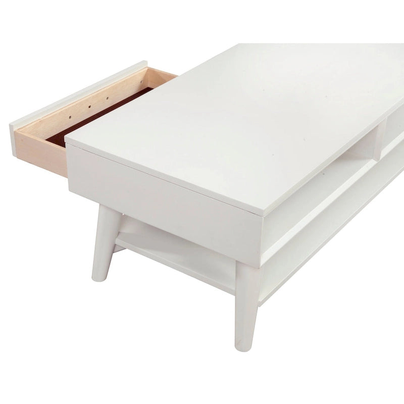 Table basse moderne du milieu du siècle avec 1 tiroir et étagère ouverte, 4 finitions au choix