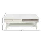 Table basse moderne du milieu du siècle avec 1 tiroir et étagère ouverte, 4 finitions au choix