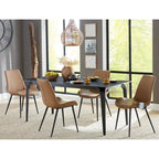 Chaise de salle à manger tapissée en similicuir couleur daim avec cadre noir