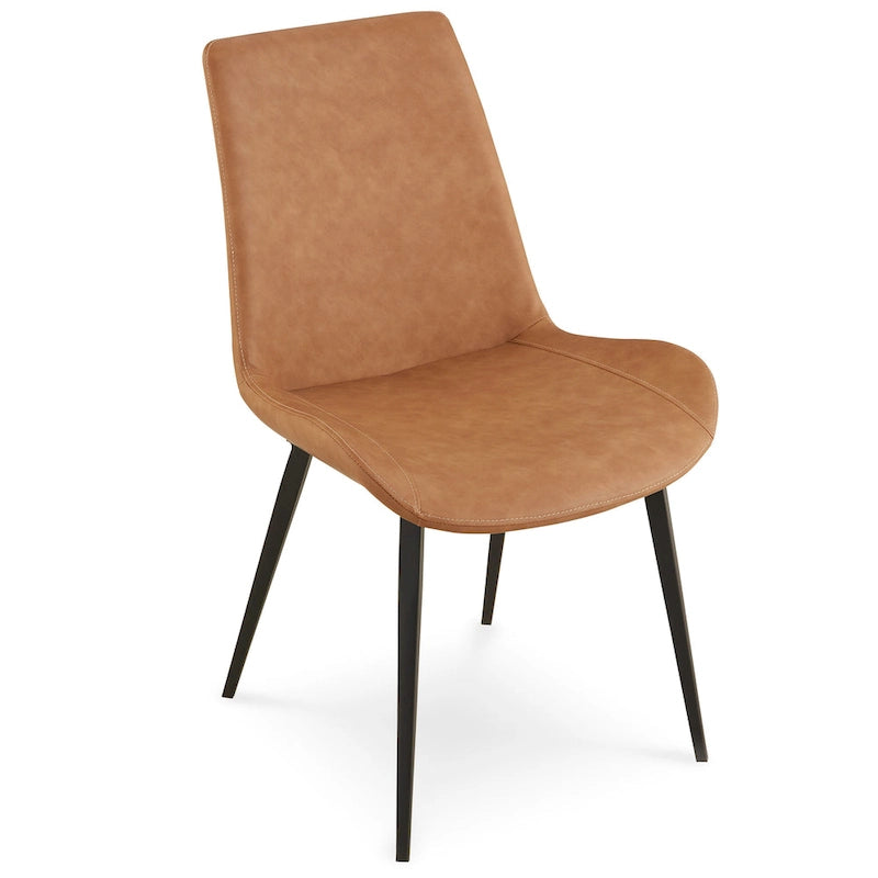 Chaise de salle à manger tapissée en similicuir couleur daim avec cadre noir