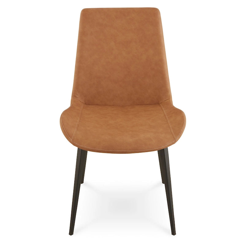 Chaise de salle à manger tapissée en similicuir couleur daim avec cadre noir